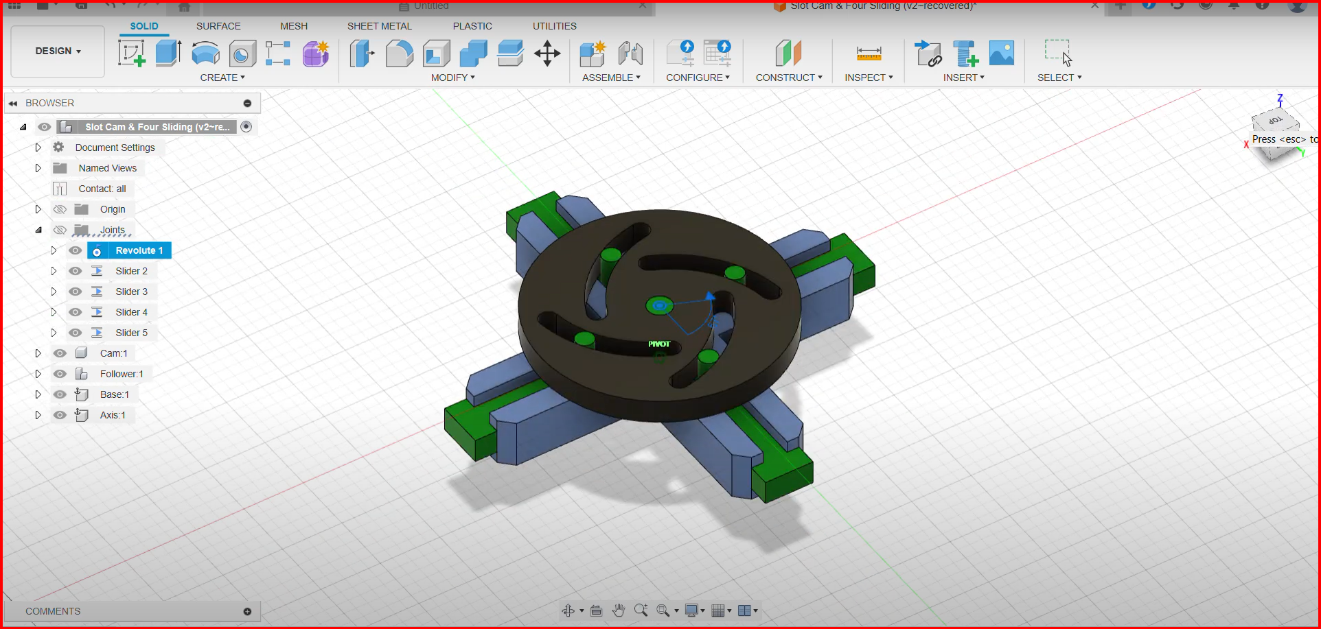 Slot Cam & four sliding follower mechanism